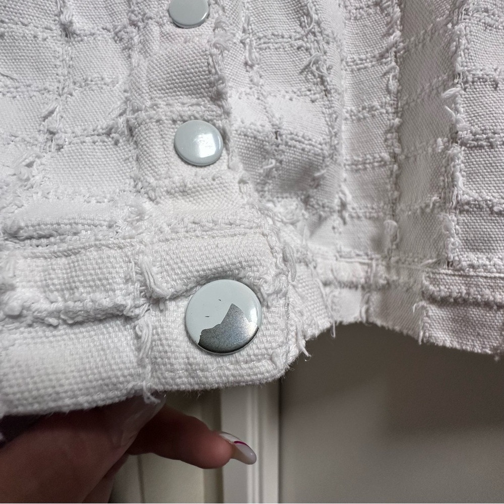 White Denim Patch Textured Jacket - image 5